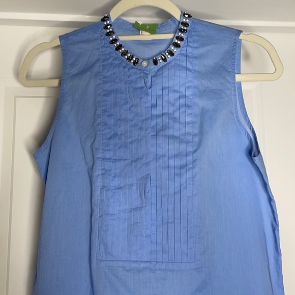 EUC JCREW BLOUSE. BEADED NECKLINE. PLEATED BREAST. BEAUTIFUL!! SIZE 0. - Picture 1 of 4